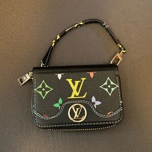 Black multi color Clutch Credit Card Holder